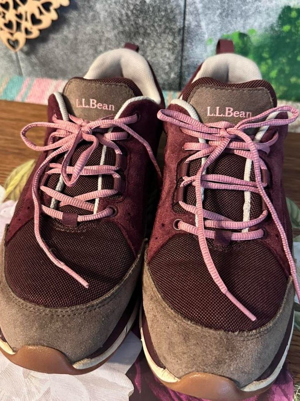 L.L. Bean Burgundy and Light Pink Women's Sneakers